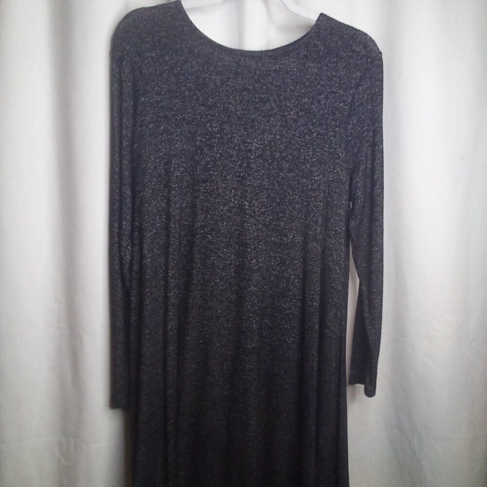 Old Navy Dress L Women Long Sleeve T-Shirt Dress Soft Stretch Black White